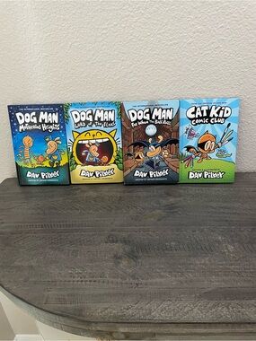 Dog Man & Cat Kid Book Set by Dav Pilkey - Blue, Yellow, Green, Turquoise Covers